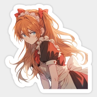 Asuka Langley Soryu Neon Genesis Evangelion Maid Dress 3 Sticker